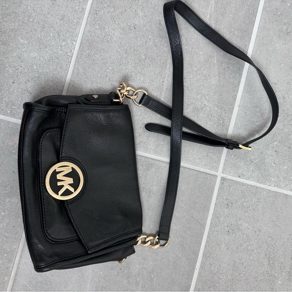 Michael Kors Black Leather Crossbody Bag